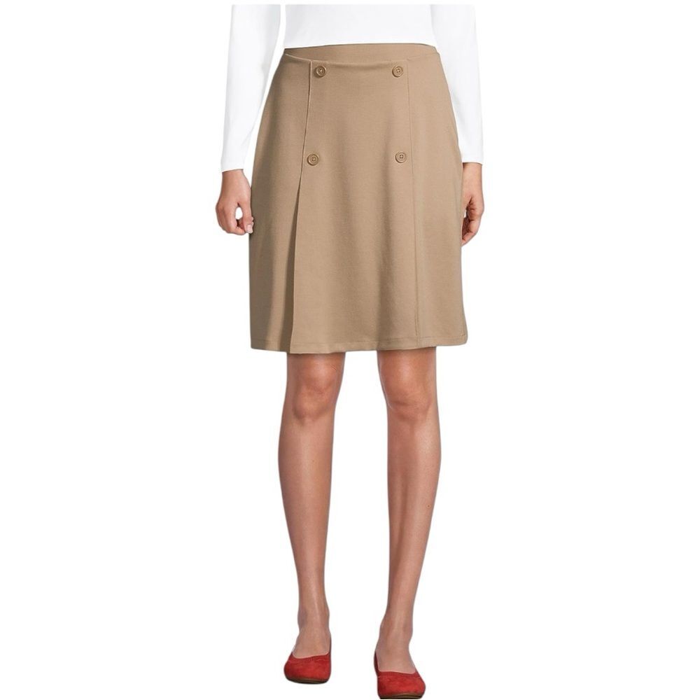 Lands' End Ponte Button Front Skort Above the Knee Neutral Career-Wear Women's 8